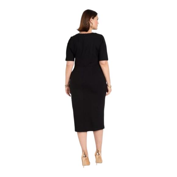 NWT Eloquii Plus Size Black Sheath Dress Gold Buttons Size 28 - Picture 3 of 10